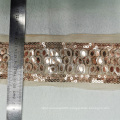 Shiny reversible sequin tape/ribbon with embroidery lace trimming for bridal dress border garments